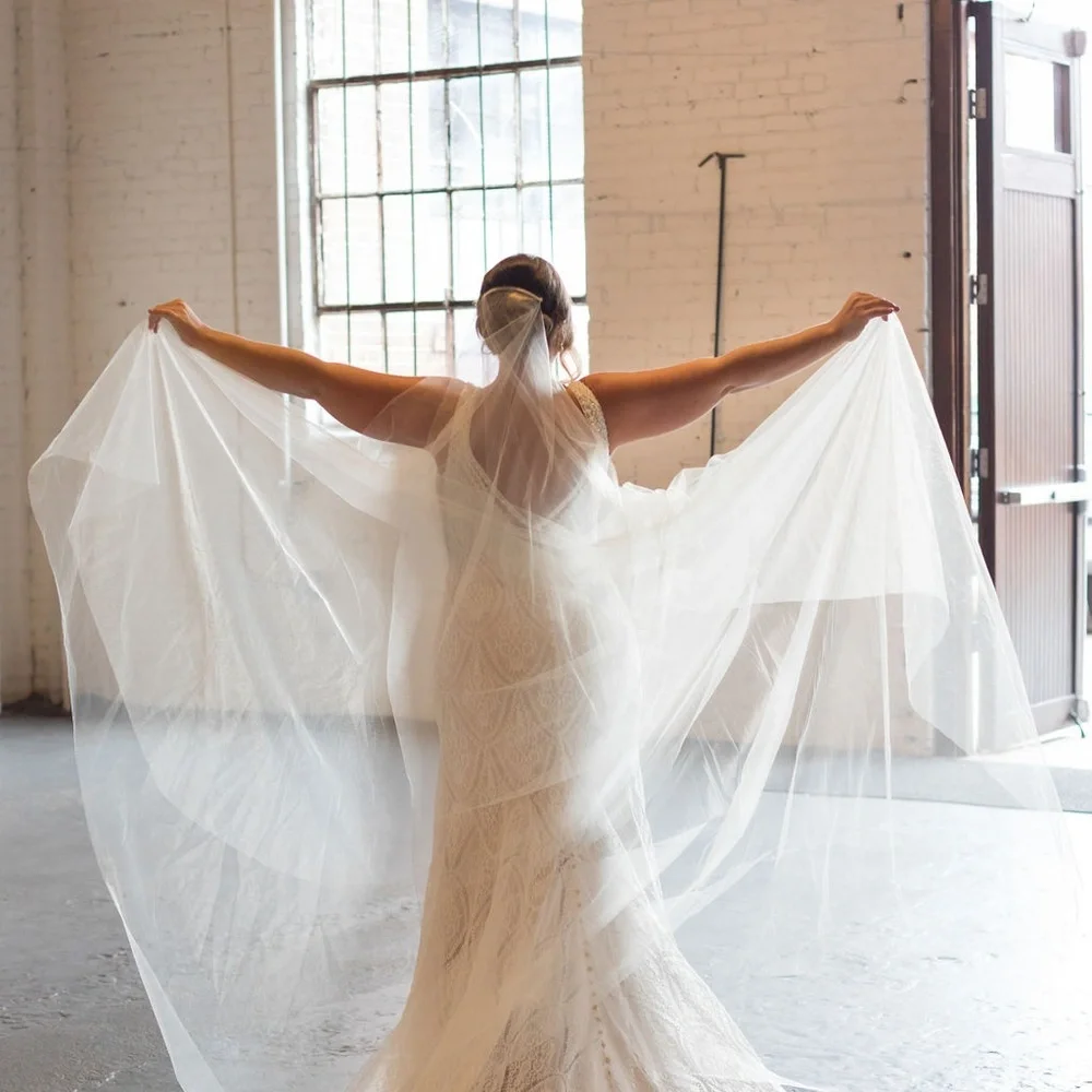New Cathedral Wedding Veil with Blusher Two Tier